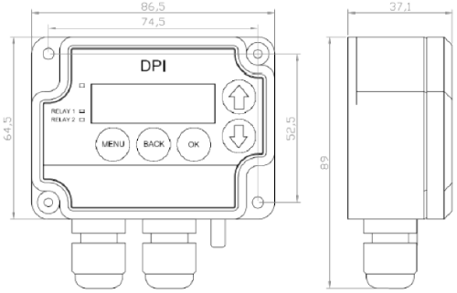 Pressostato-Trasduttore DPI - Dimensioni