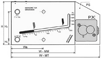 Metromanostato a colonna di liquido - Dimensioni