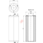 misure cartuccia a carbone attivo 160 mm